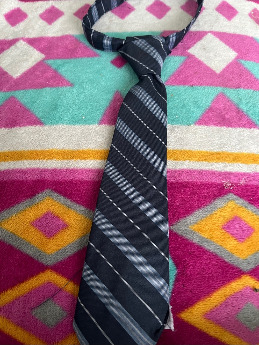 Classic Men's Navy Blue Striped Tie